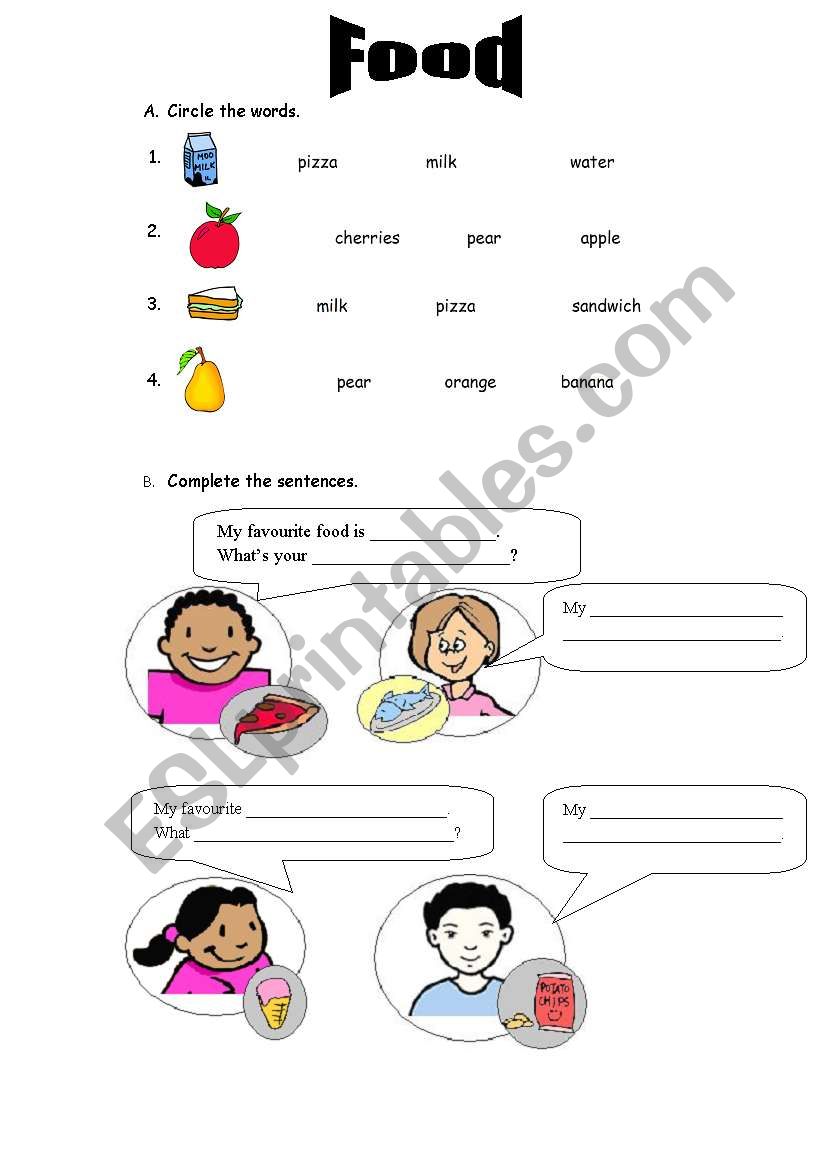 food worksheet