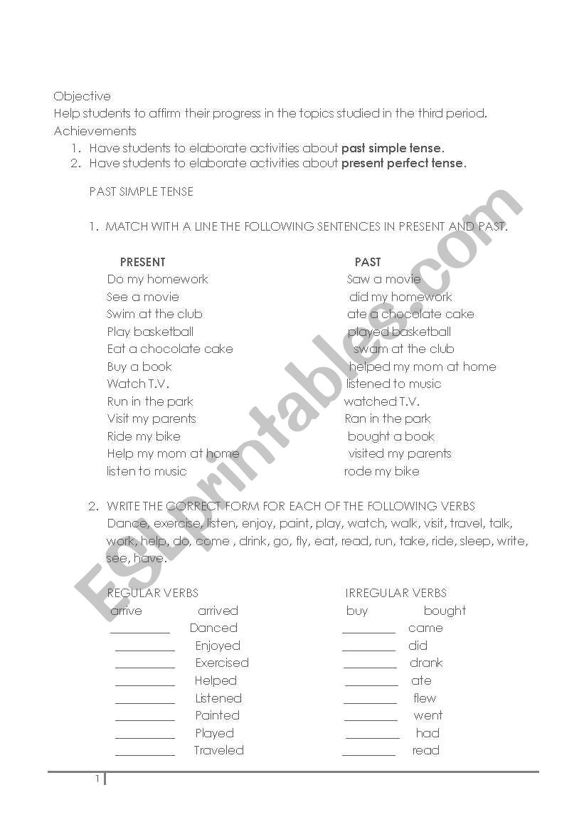 PRESENT TENSE worksheet