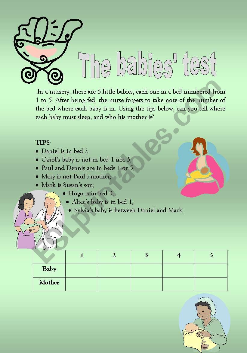 The babies test worksheet