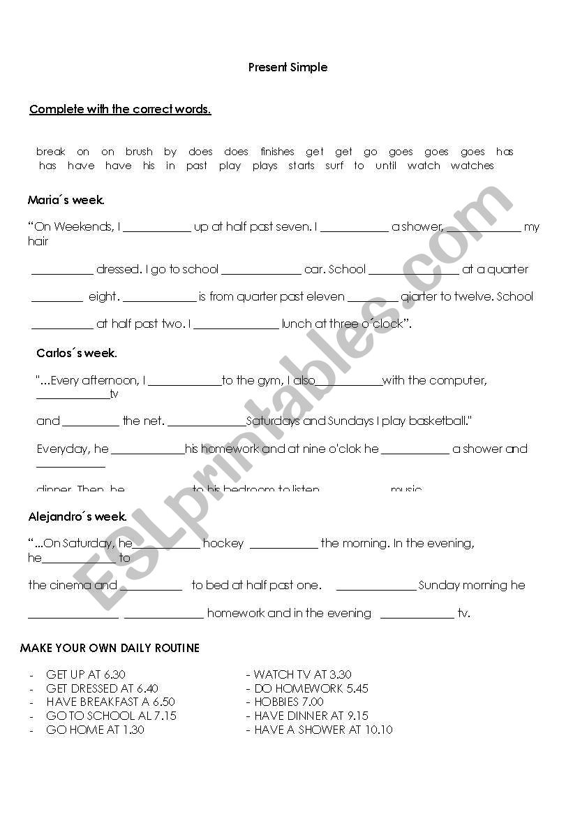 Present Simple I worksheet