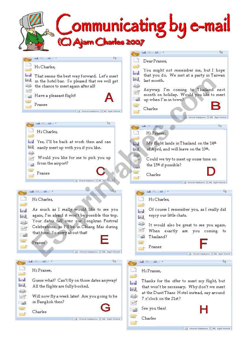 Communicating by e-mail worksheet