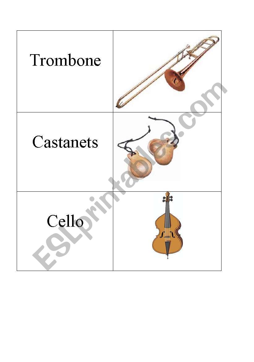 instruments flashcards 6 worksheet