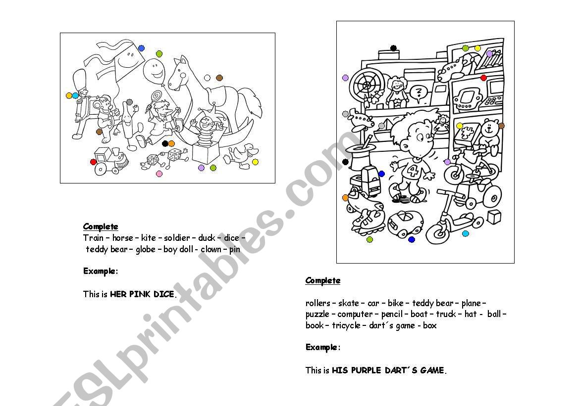 Her / His toy worksheet