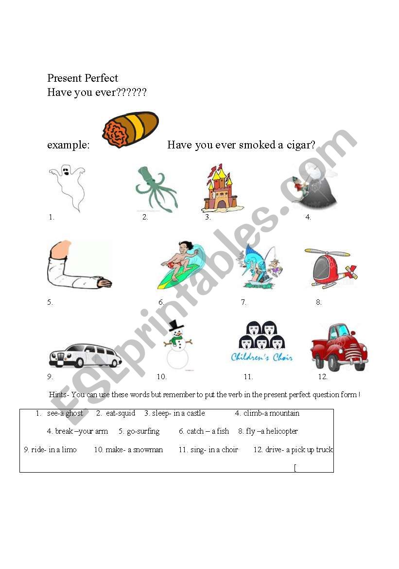 Have you ever.........? worksheet