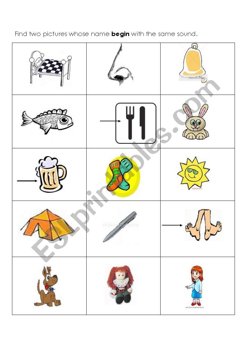 Beginning sound exercise worksheet