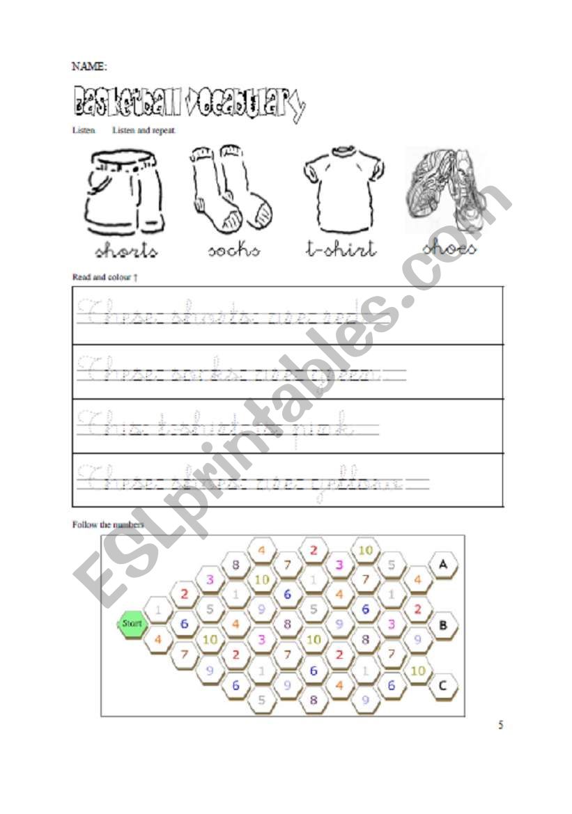 Basketball vocabulary 1 worksheet