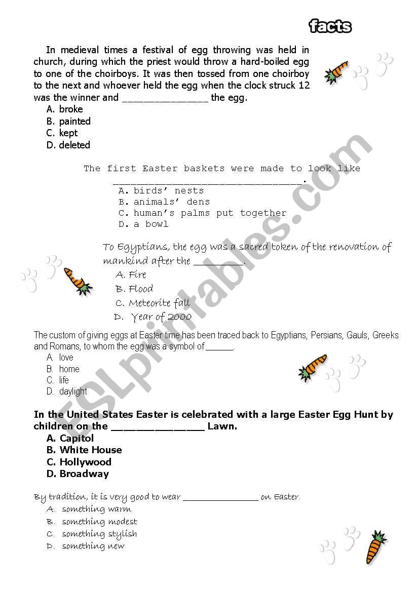 Easter quiz worksheet