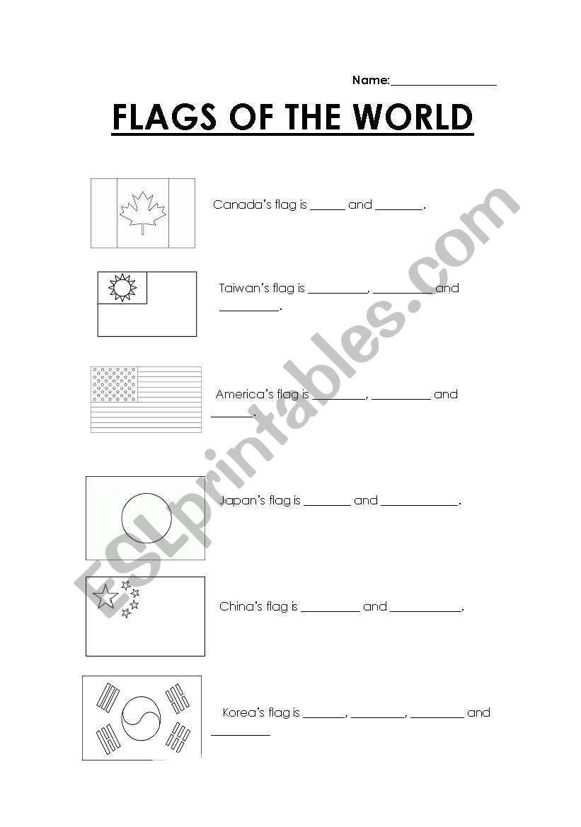 Flags of the world worksheet
