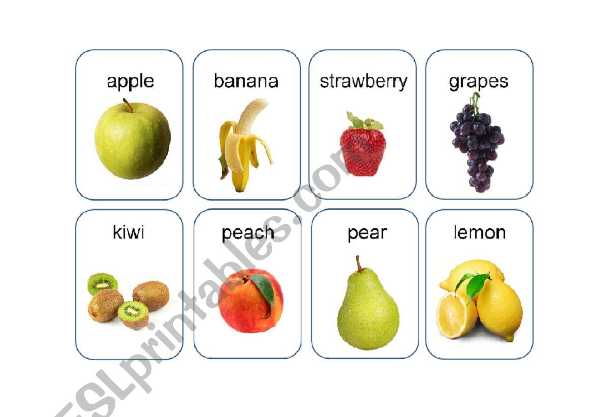 Fruits1 flash-cards worksheet
