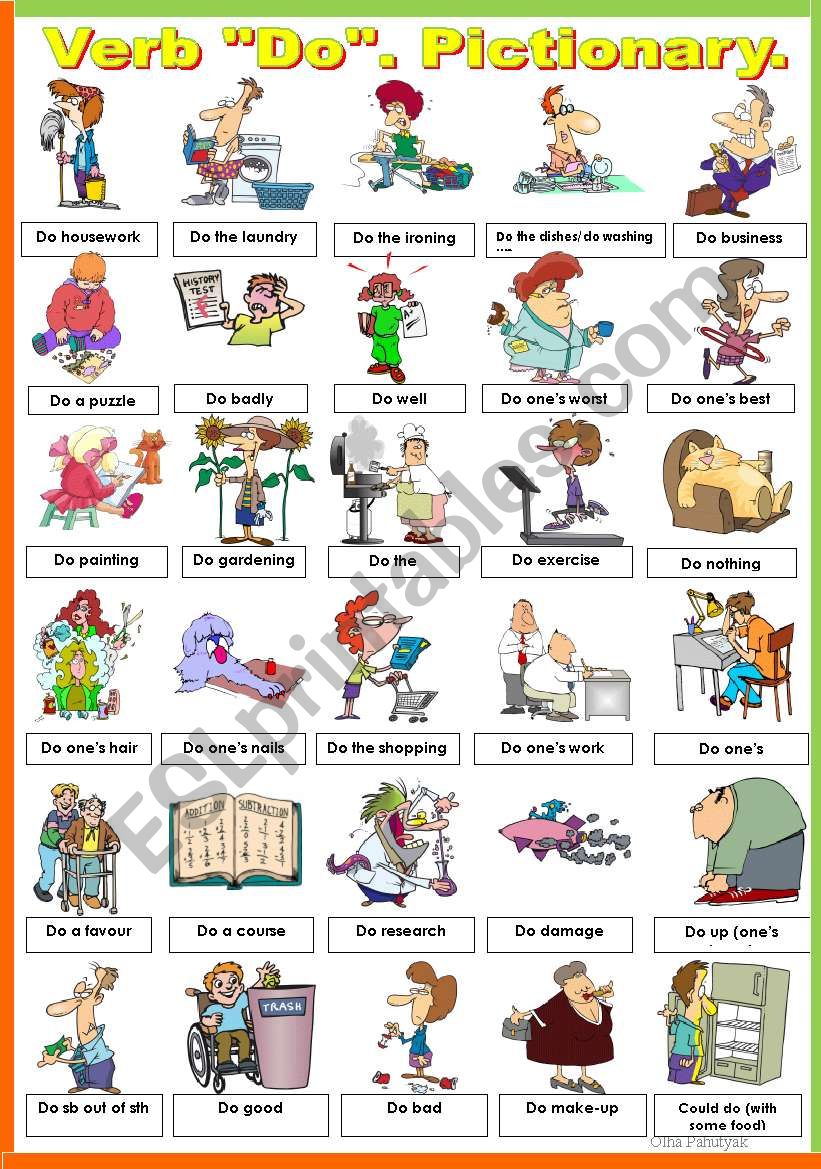 VERB ´DO´. PICTIONARY - ESL worksheet by life_line