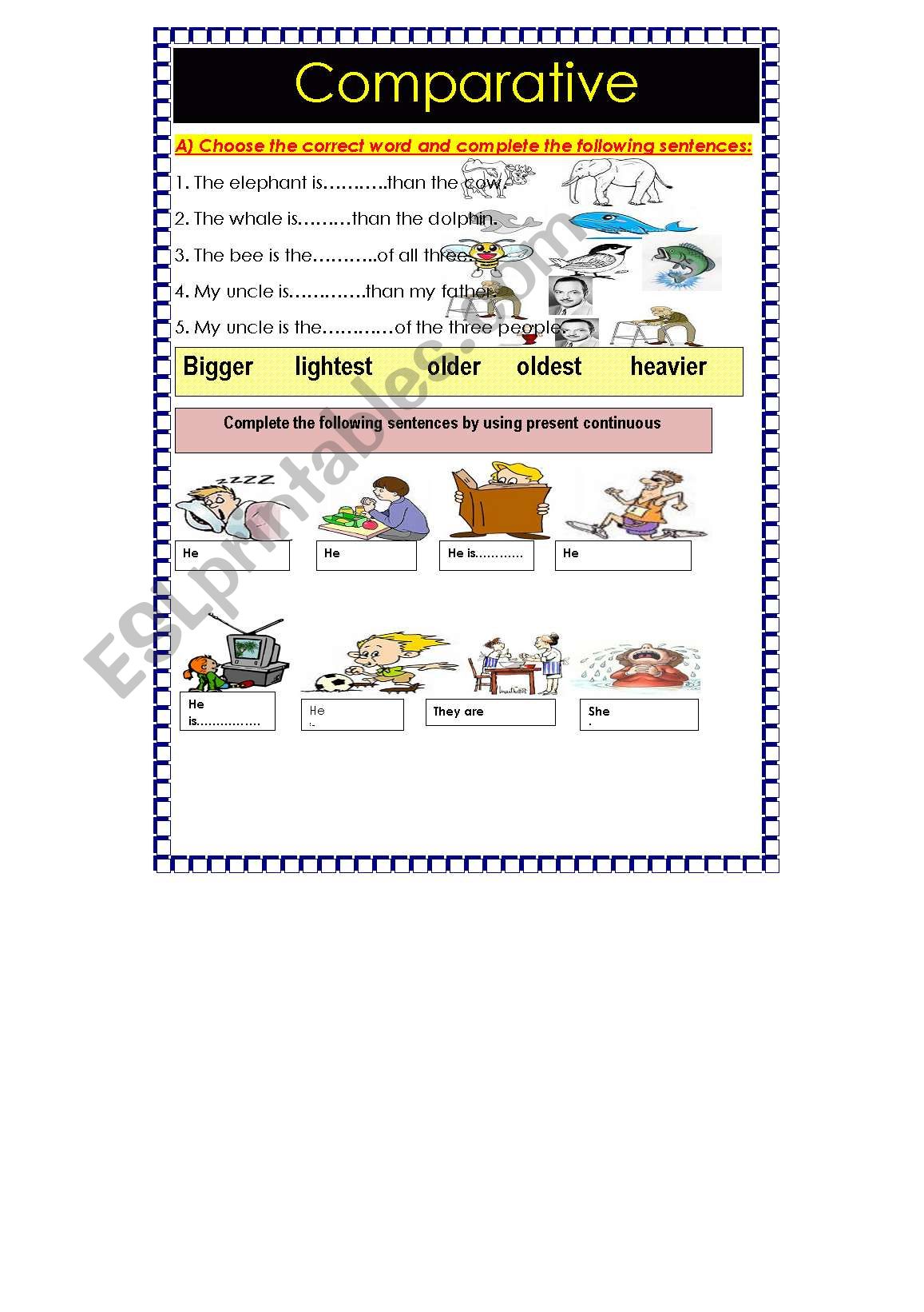 comparative worksheet