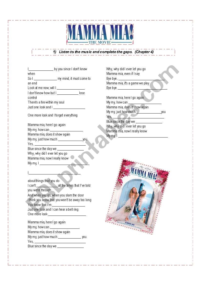 MAMMA MIA  worksheet