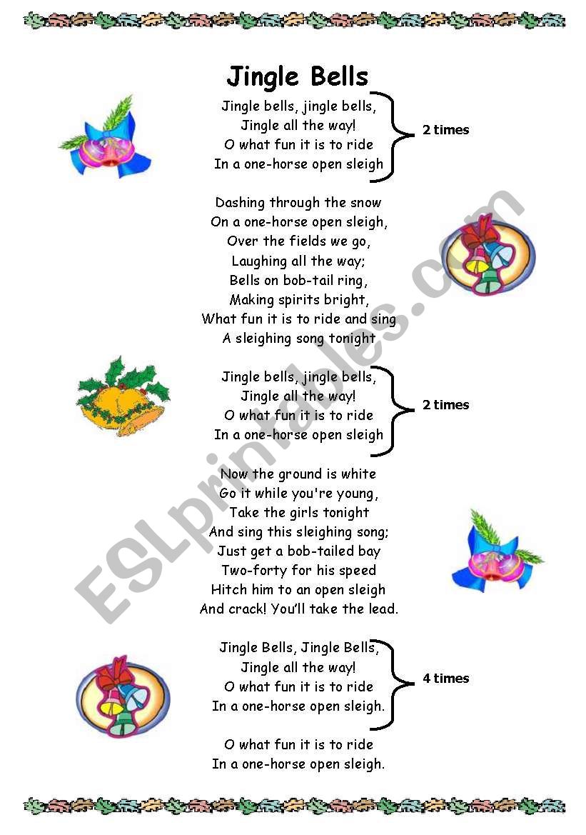 English worksheets: Jingle Bells lyrics