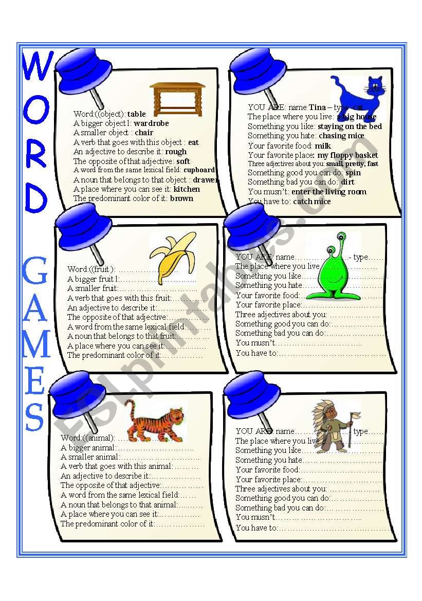 Word Games Elementary ESL Worksheet By Donapeter