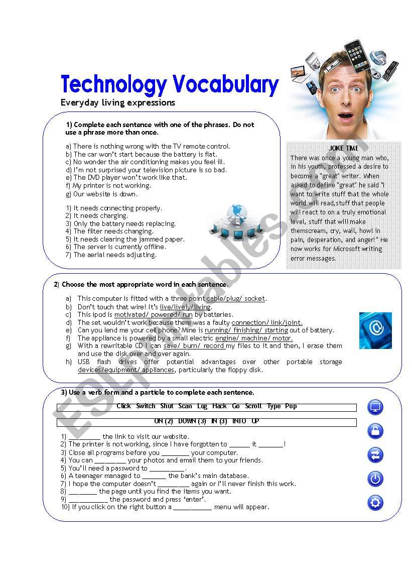Technology Vocabulary Esl Worksheet By Dianasuzuki