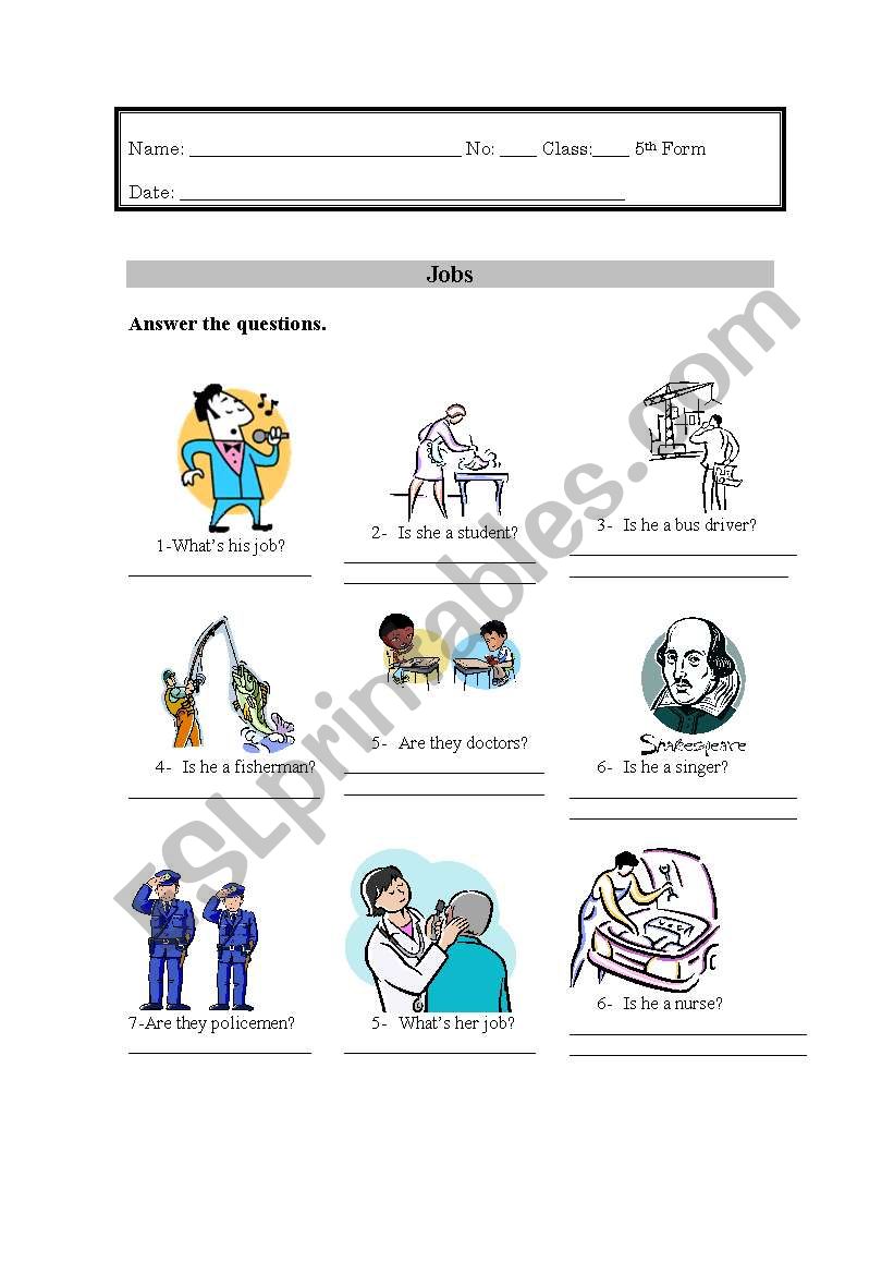 Jobs worksheet