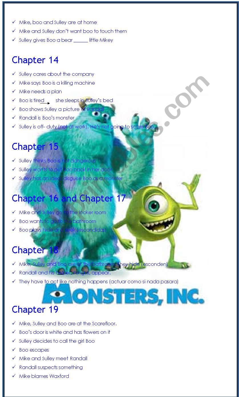 Monsters Inc Summary Esl Worksheet By Loralaura77