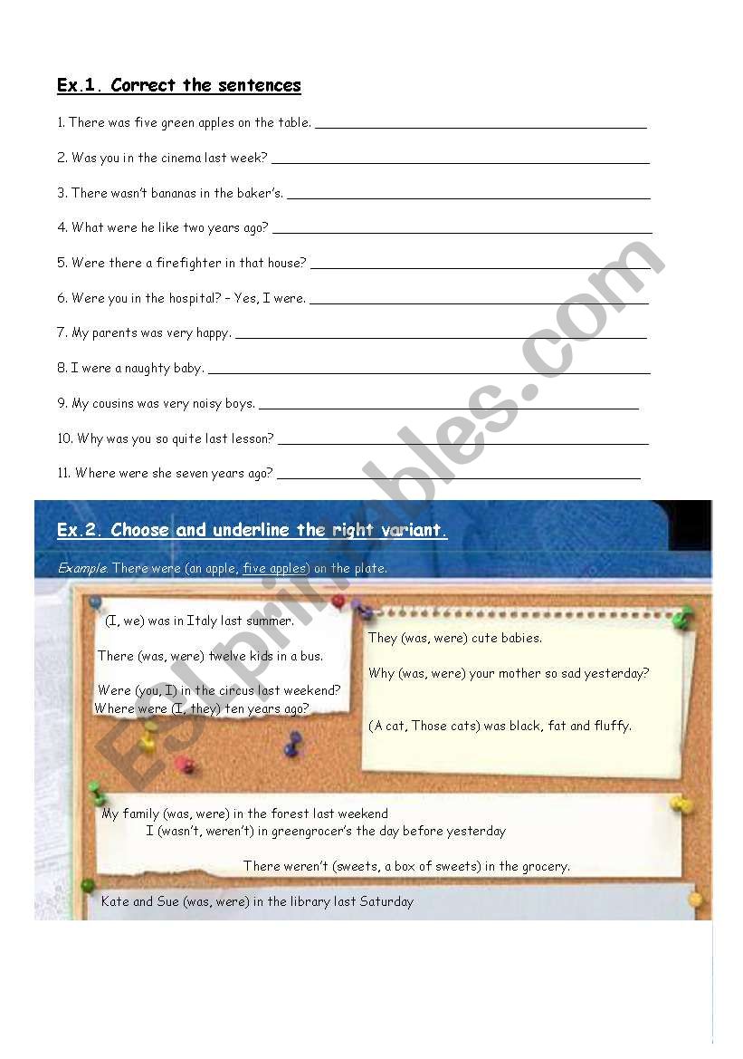 Ex-s for using was/were worksheet