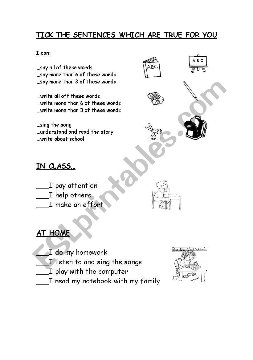 Selfassesment worksheet