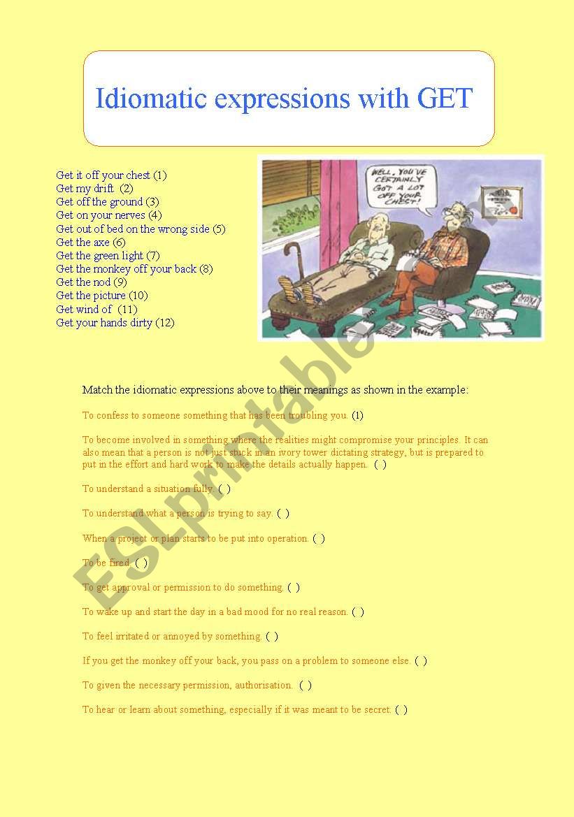 Idiomatic expressions - GET worksheet