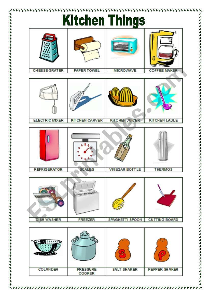 kitchen Things 2 (10.07.09) - ESL worksheet by manuelanunes3