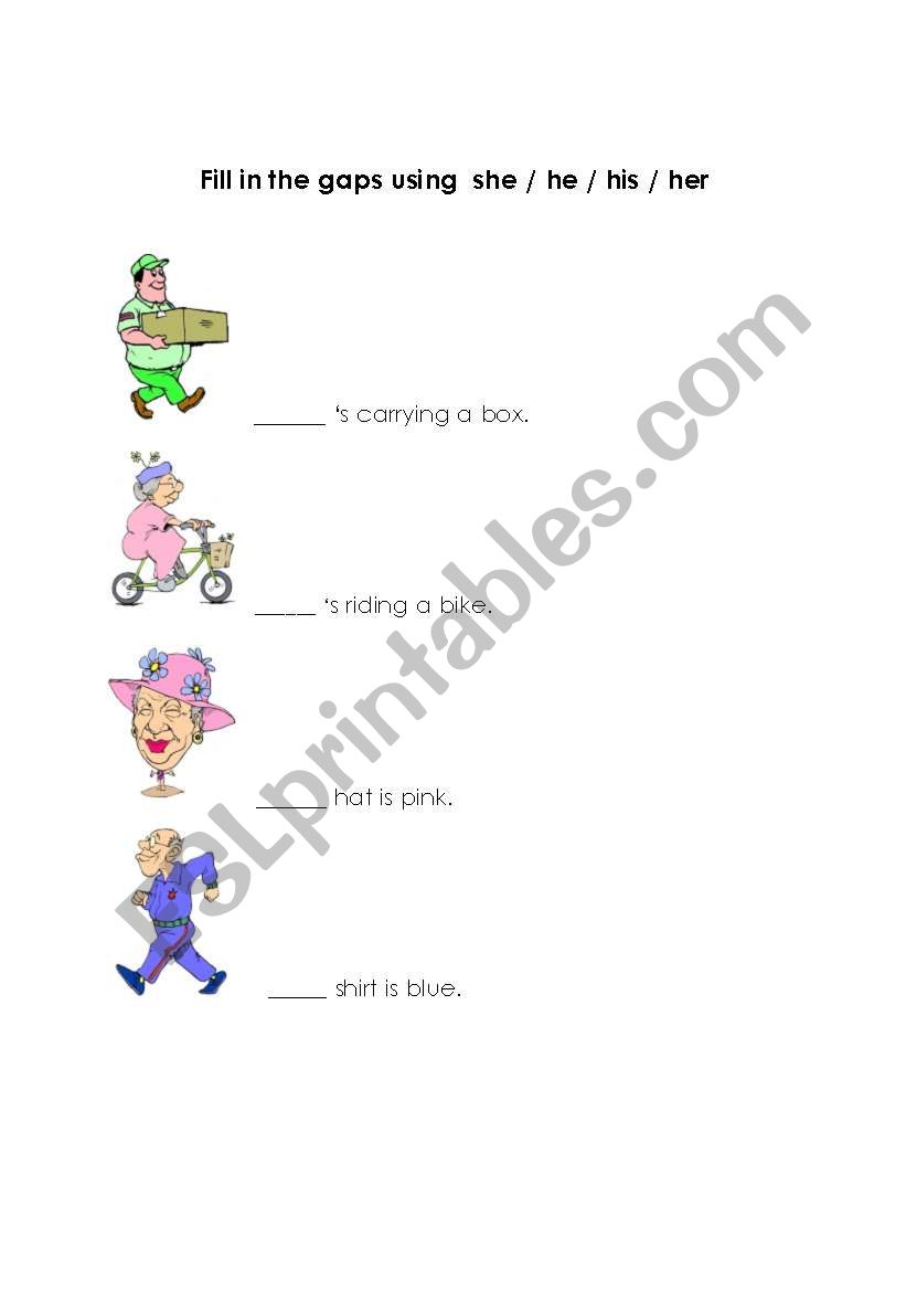 he/she/his/her gap exercise worksheet