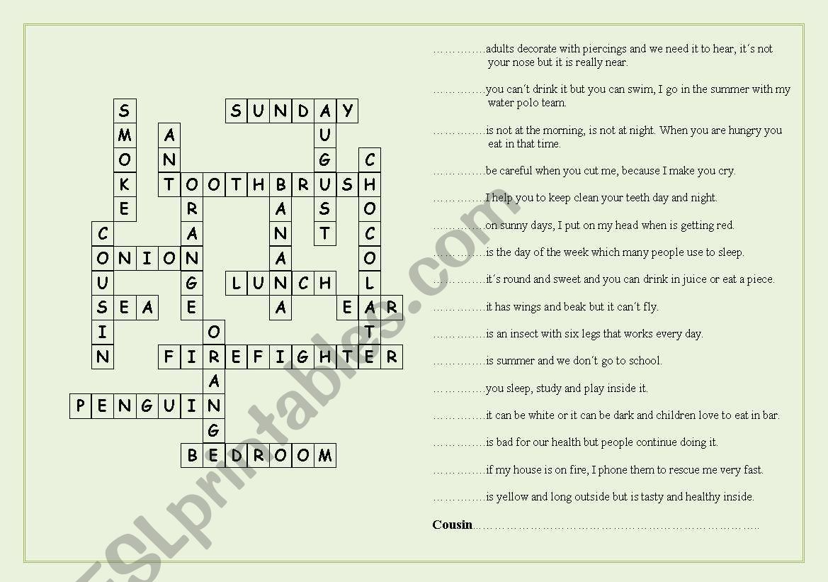 English worksheets: Funny crossword