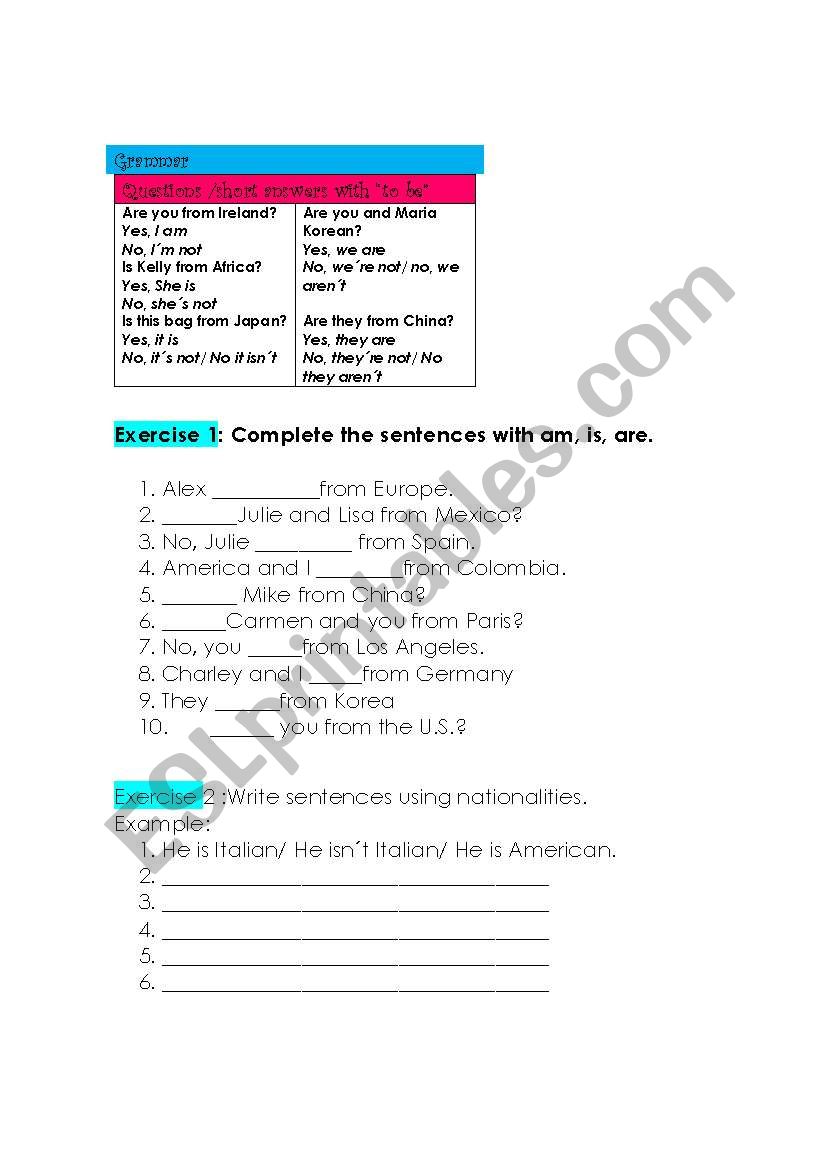 Countries  worksheet