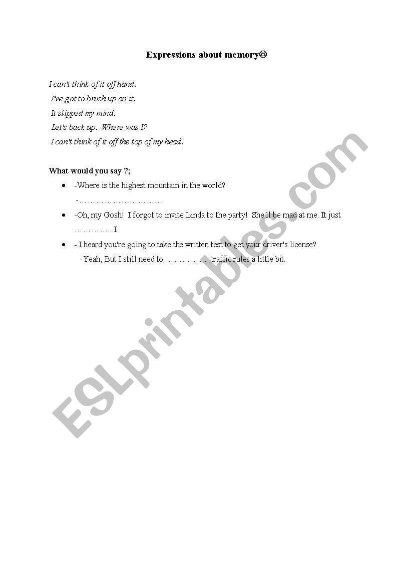 idioms worksheet