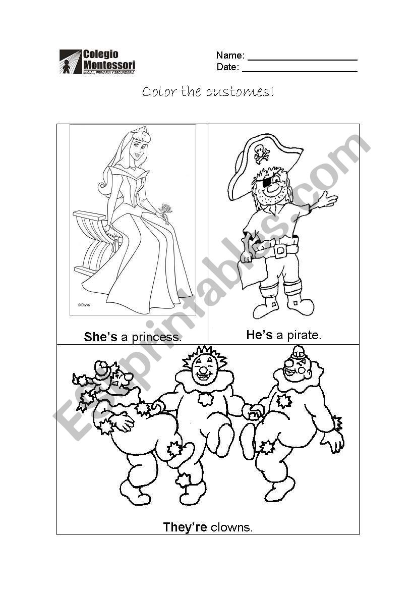 Costumes worksheet