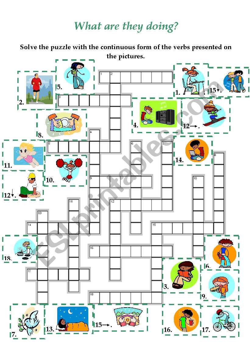 What are they doing? Present Continuous - ESL worksheet by agnieszka83