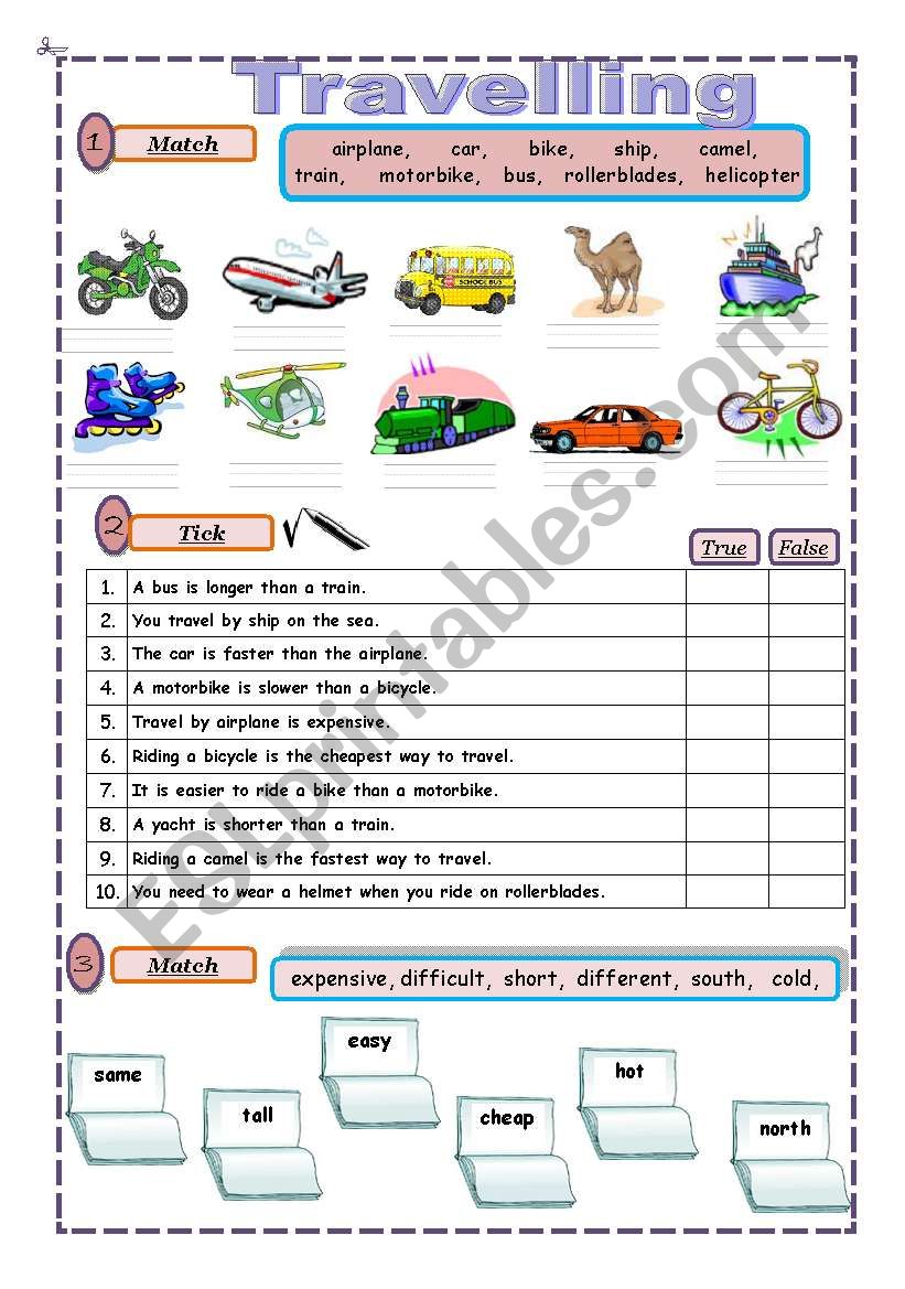 travel esl worksheet pdf