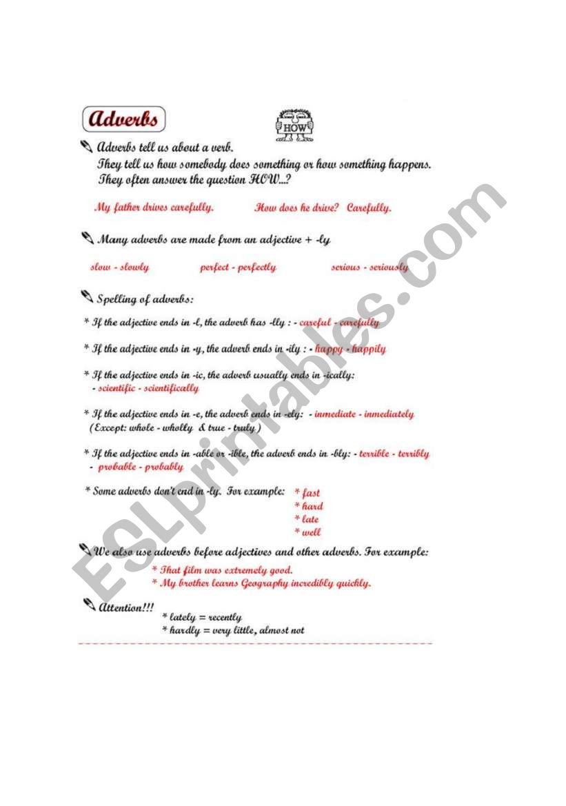 adverbs worksheet