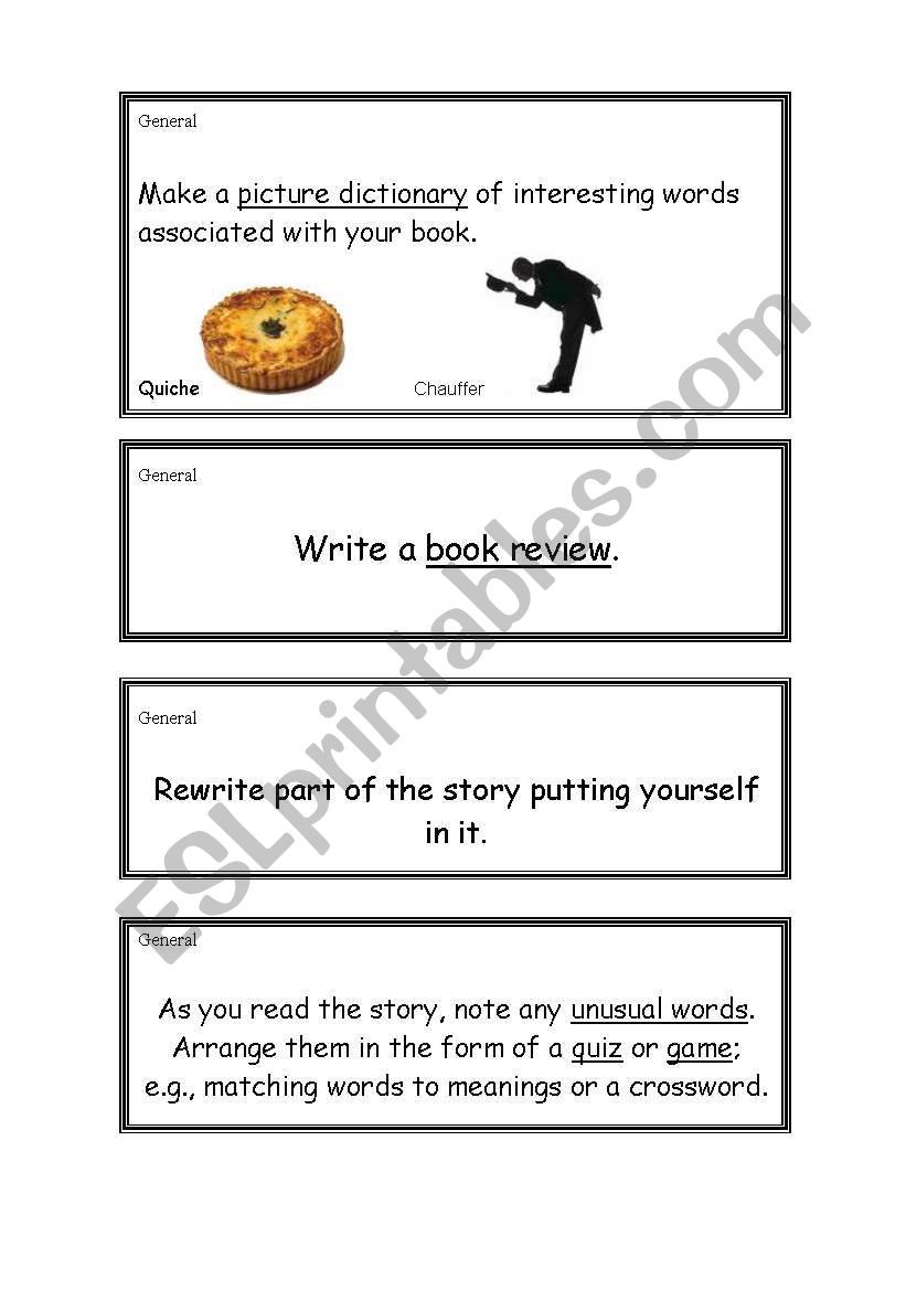 General Fiction Activities worksheet