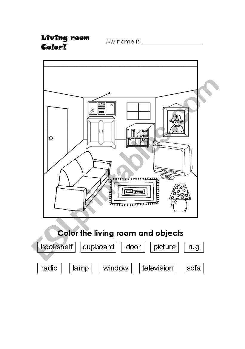 English worksheets: Living Room Vocab
