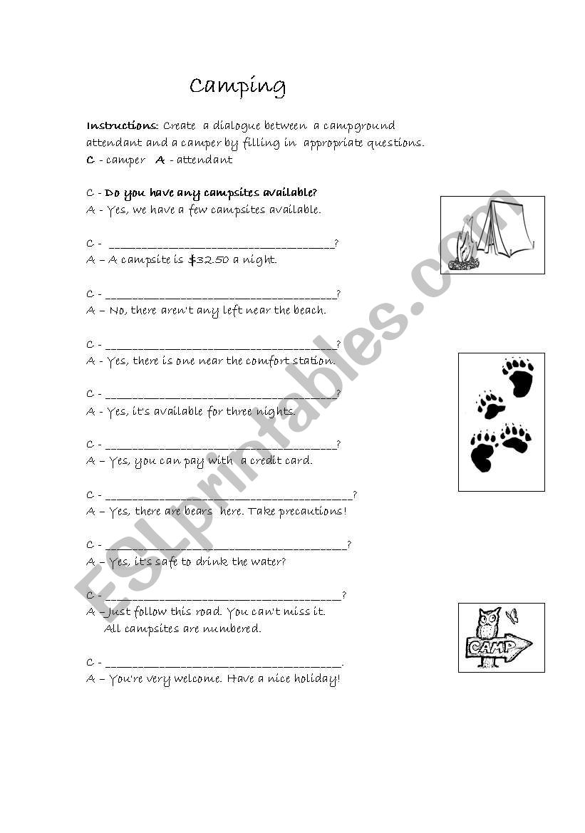 Camping worksheet