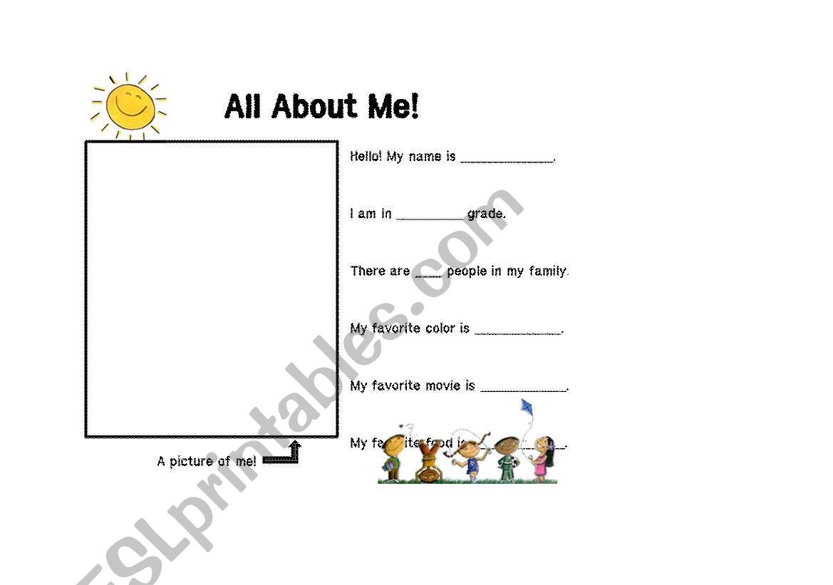 All About Me! worksheet