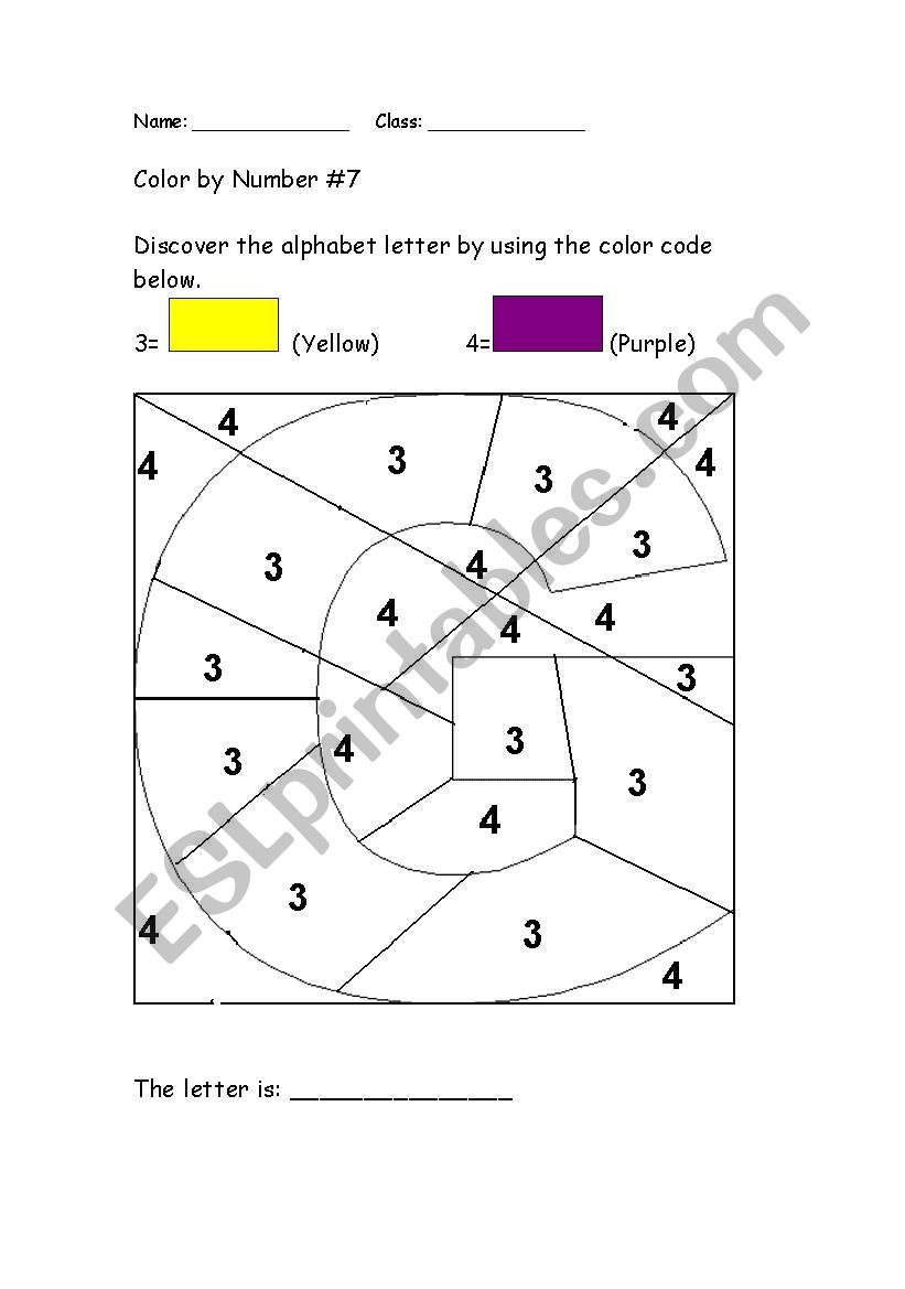 Alphabet Color By Number G Esl Worksheet By Shiroitora
