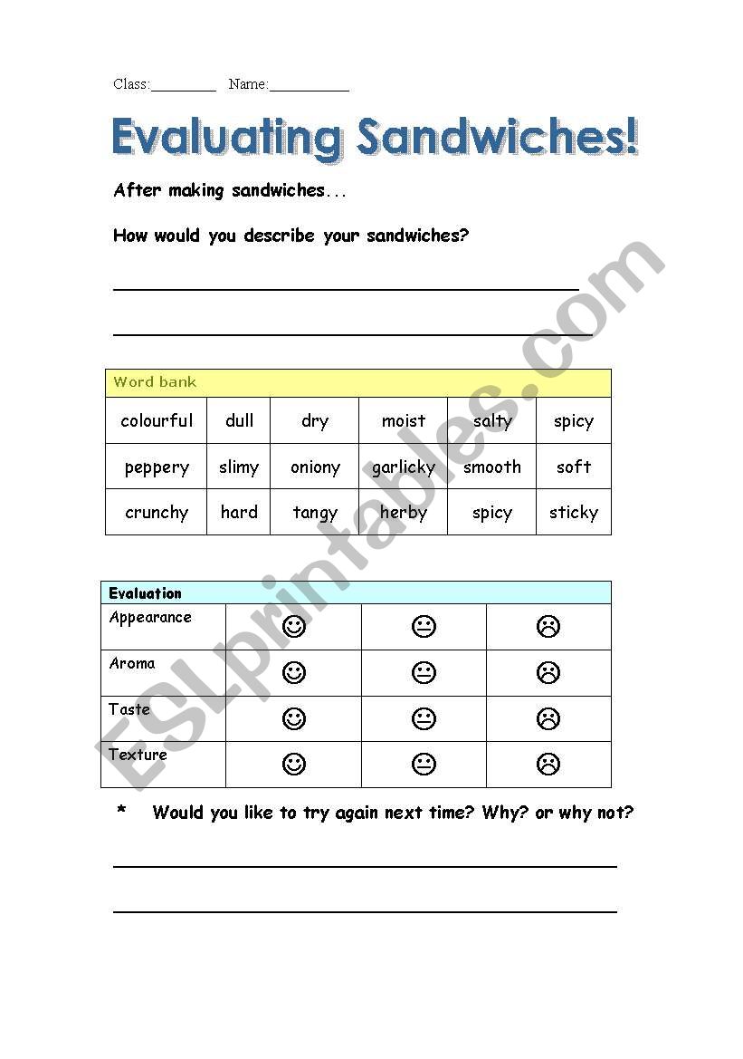 Shopping in the supermarket-sandwich DIY self-evaluation