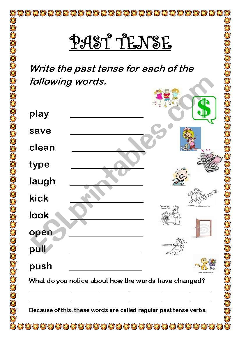 regular past tense verbs esl worksheet by hiddledave