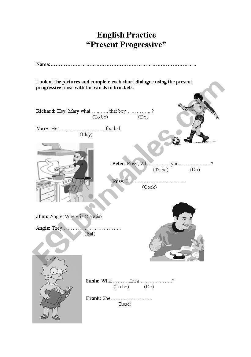 present continuous worksheet