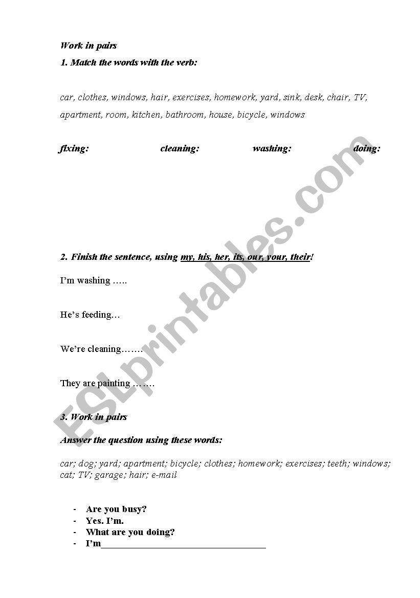 Present Continuous worksheet