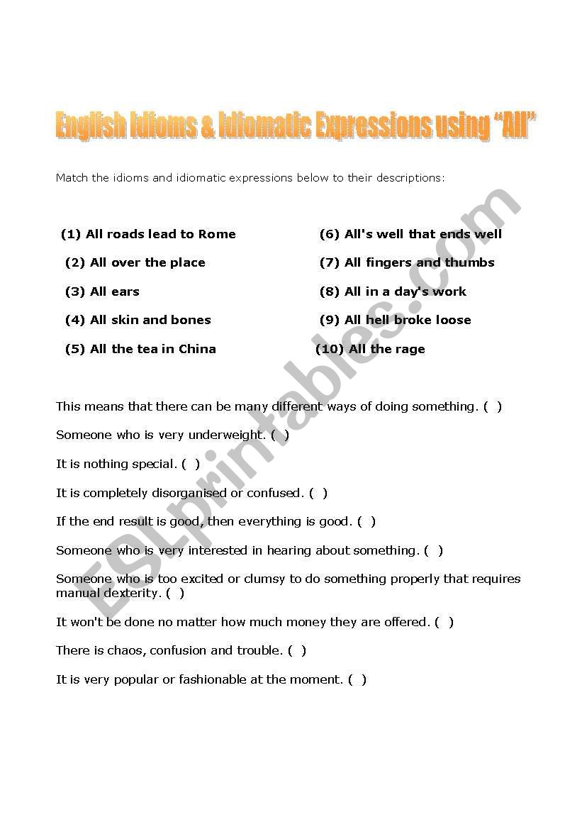 Idiomatic expressions with ALL