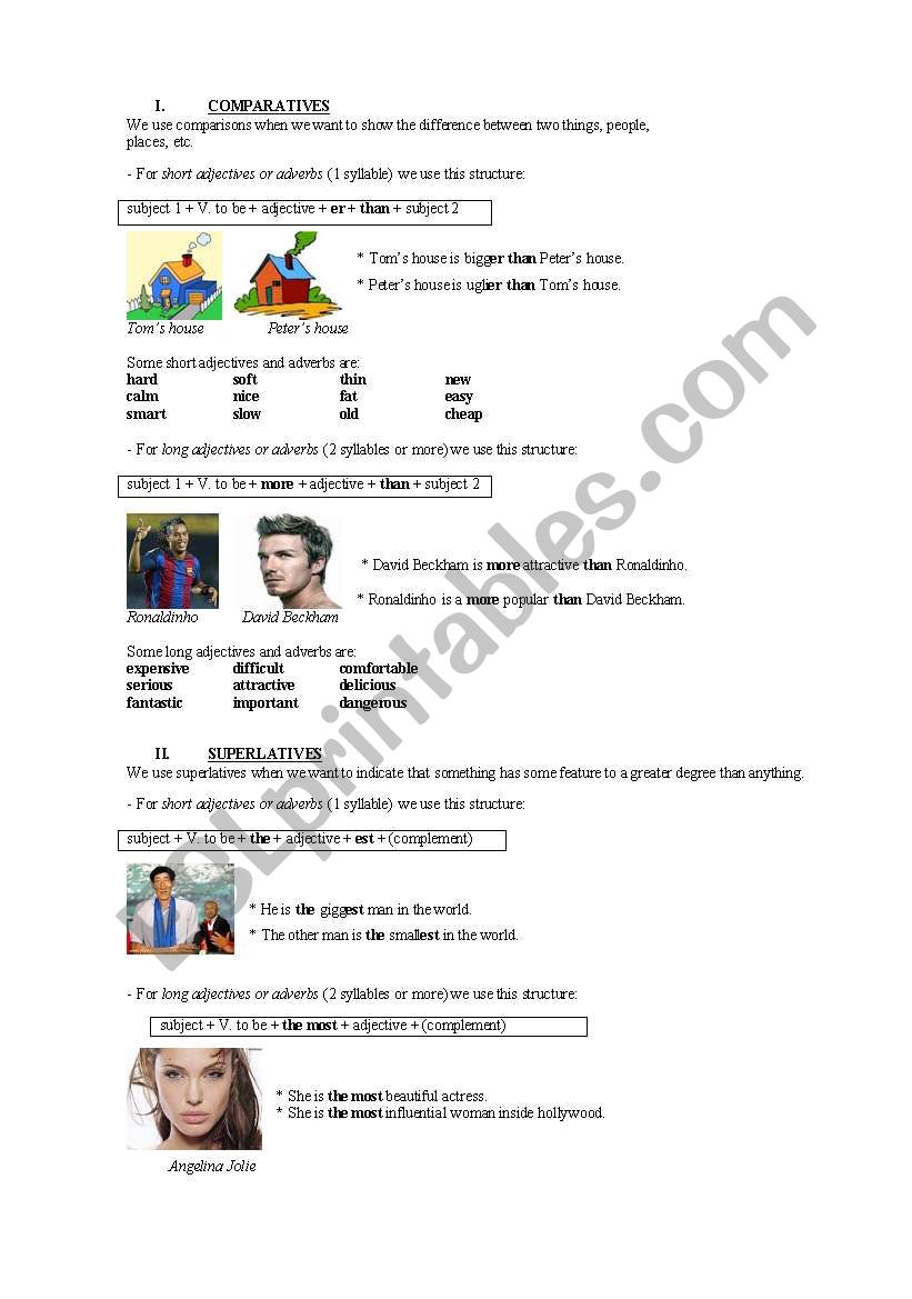 Comparatives/Superlatives worksheet