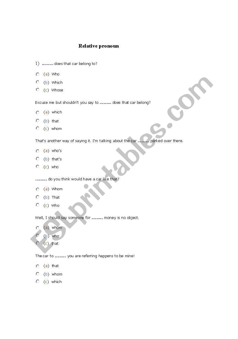 pronoun worksheet