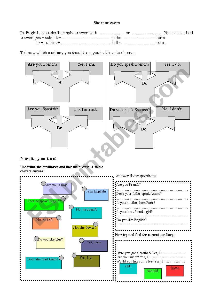 Short answers worksheet