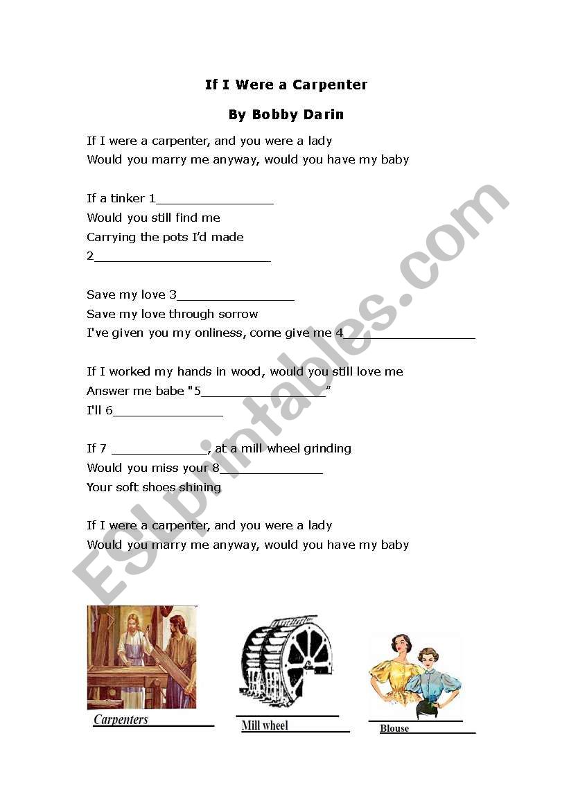 song cloze worksheet