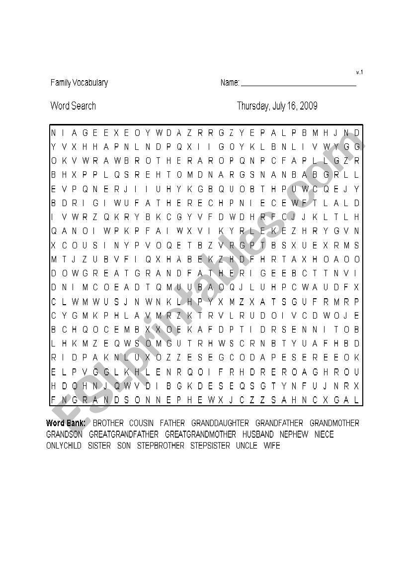 Family puzzle worksheet