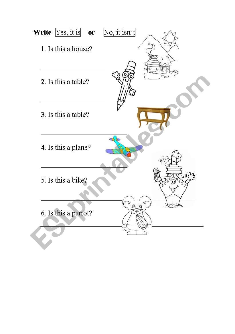 english worksheets answer yes it is or no it isn t