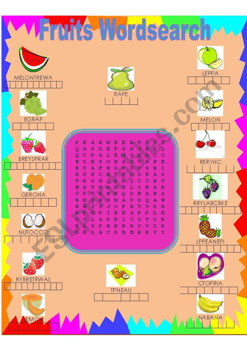 Fruits worksheet